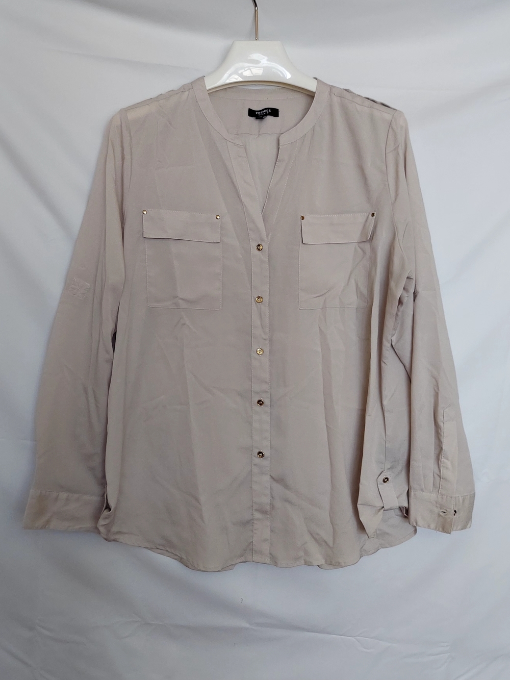 Premise Lightweight Button-Down Shirt in Light Taupe